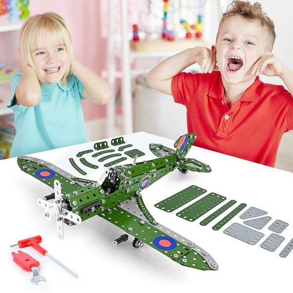 STEM Building Toys Model Airplane Model Scale Erector Set Model Planes Kids  Gifts Hurricane Fighter Fans Age 8+