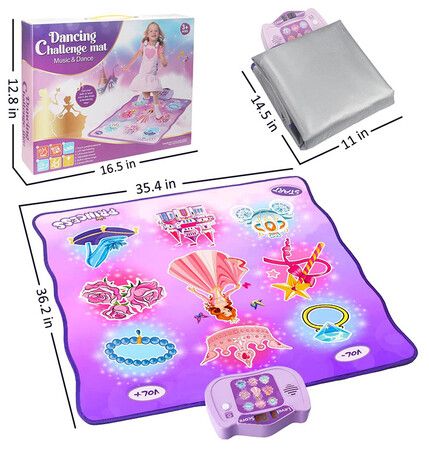 Dance Mat,Electronic Musical Dancing Challenge Princess Dance Pad Game with LED Lights Educational Toys for Kids Age 3-12