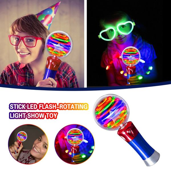 Spinning Light Up Wand for Kids Age 3 to 8, Light Up Spinner Toy, Spinning Globe Toy, Special Needs Sensory Toys for Children