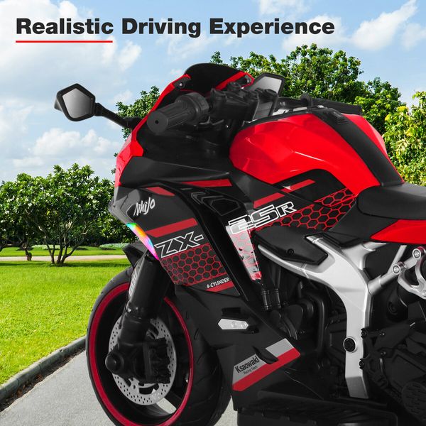 Kids Motorbike Electric Ride On Toy Car 12V Battery Powered Motorcycle Dirt Bike Sport Street Bicycle Training Wheel Red