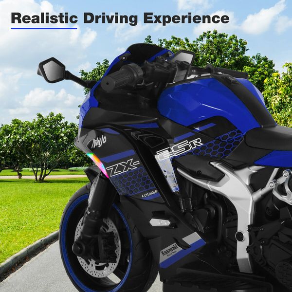 Kids Motorcycle Ride On Car Electric Toy 12V Battery Motorbike Sport Off Road Street Dirt Bike Pedal Training Wheels Blue