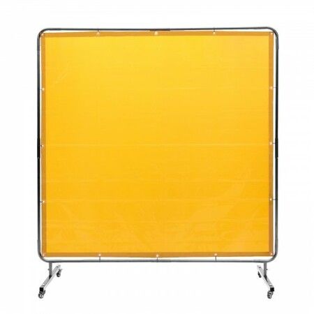 Welding Screen with Frame 6'x6' Welding Curtain Screen on 4 Wheels Yellow