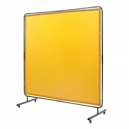 Welding Screen with Frame 6'x6' Welding Curtain Screen on 4 Wheels Yellow