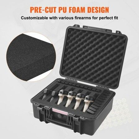 Hard Pistol Cases with Pre-cut PU Foam Lockable Pistol Case for 6 Pistol