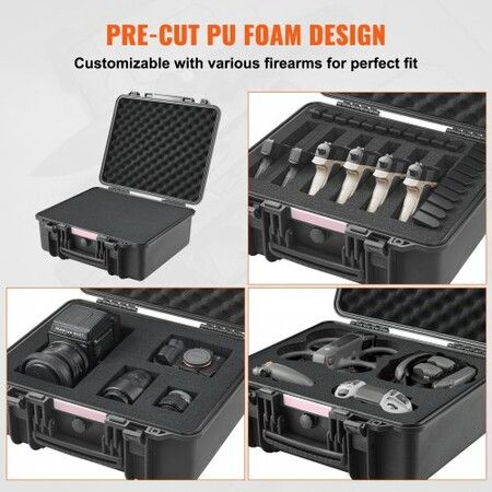 Hard Pistol Cases with Pre-cut PU Foam Lockable Pistol Case for 6 Pistol