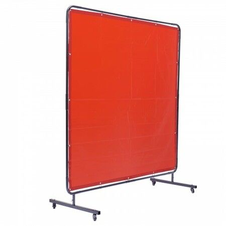 Welding Screen with Frame 6' x 6' Welding Curtain Screen on 4 Wheels Red