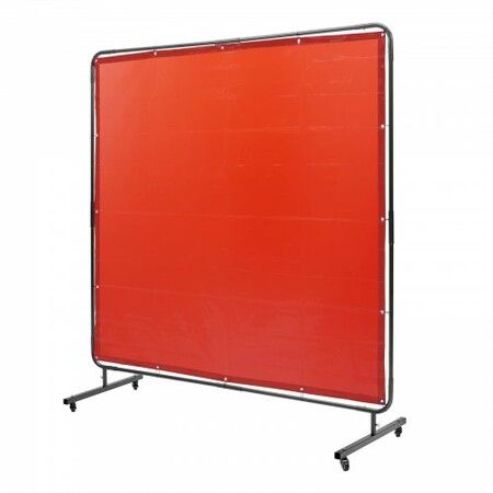 Welding Screen with Frame 6' x 6' Welding Curtain Screen on 4 Wheels Red