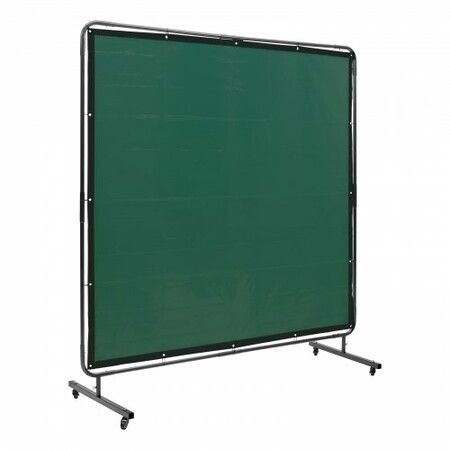 Welding Screen with Frame 6' x 6' Welding Curtain Screen on 4 Wheels Green