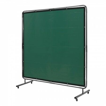 Welding Screen with Frame 6' x 6' Welding Curtain Screen on 4 Wheels Green