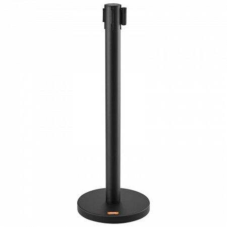 Crowd Control Stanchions 2-Pack Crowd Control Barriers Carbon Steel Baking Painted Stanchion Queue Post with 6.5FT Black Retractable Belt Belt Barriers