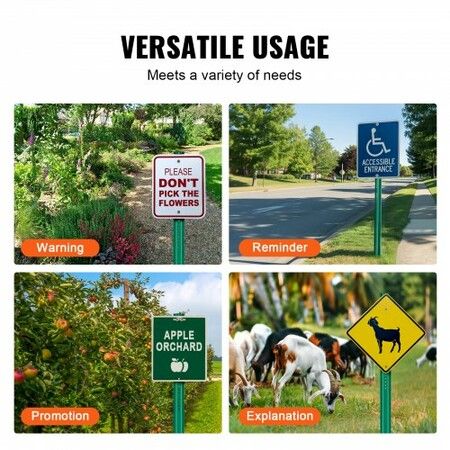 6FT U-Channel Sign Post 4Pack Green Heavy Duty Steel Fixed Fence Post Steel Fence U-Channel Sign for Garden Courtyard Farm or Traffic Intersection