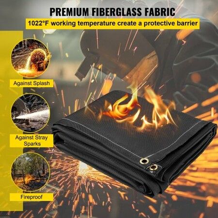 Fire Blankets 2 Pack Welding Blankets 6' x 10' Fire Suppression Blanket Flame Retardant Blanket Black Fire Emergency Blankets Fiberglass Fire Retardant