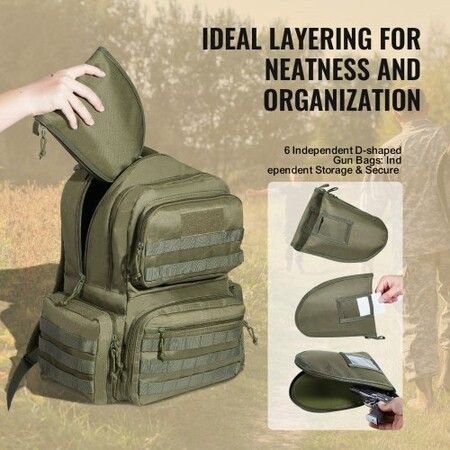 Tactical Range Backpack for 6 Pistols Gun Backpack Green