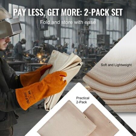 72"x96" Welding Blankets Heat Treated Fiberglass Welding Mat Cover 2 Pack