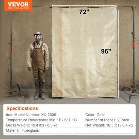 72"x96" Welding Blankets Heat Treated Fiberglass Welding Mat Cover 2 Pack