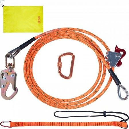 Steel Core flipline 1/2" x 8' Arborist Flipline Flip Line for Tree Climbing with Alloy Steel Snap Hook Aluminum Alloy Carabiner and Extra Tool Lanyard