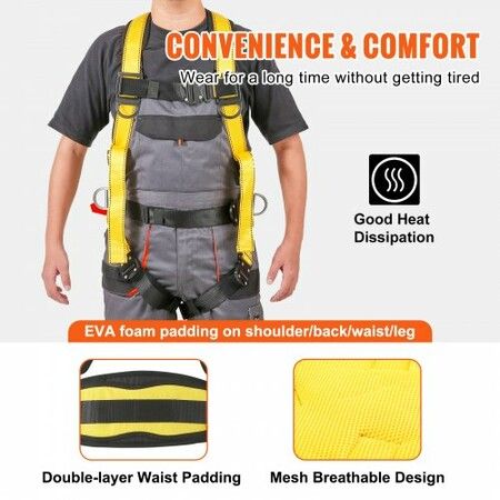 Safety Harness Full Body Harness with Padding & Quick Connect Buckles (S)