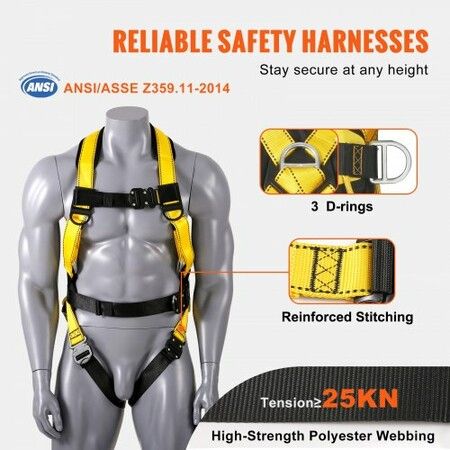 Safety Harness Full Body Harness with Padding & Quick Connect Buckles (S)