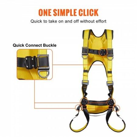 Safety Harness Full Body Harness with Padding & Quick Connect Buckles (S)