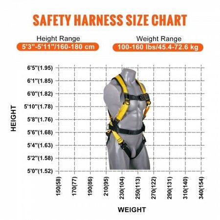 Safety Harness Full Body Harness with Padding & Quick Connect Buckles (S)