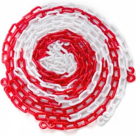 4x Traffic Barrier Post w/ Plastic Chain T Crowd Control Red and white