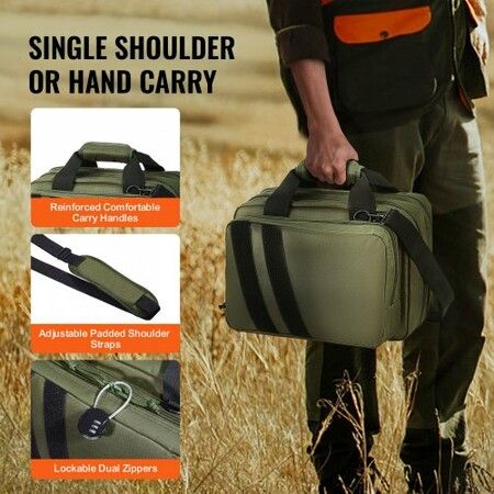 Range Bag for 2 Pistols Tactical Gun Bag 2 Built-in Pistol Bags Green