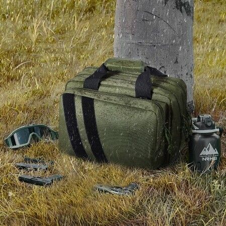 Range Bag for 2 Pistols Tactical Gun Bag 2 Built-in Pistol Bags Green