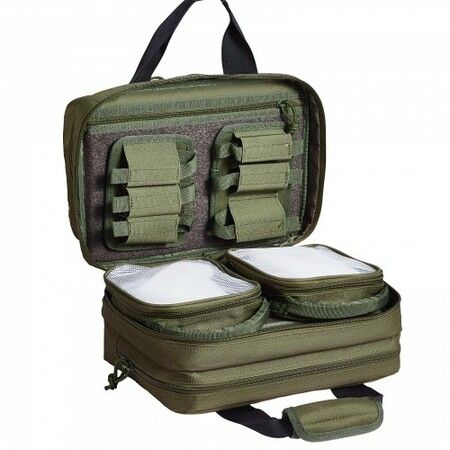 Range Bag for 2 Pistols Tactical Gun Bag 2 Built-in Pistol Bags Green