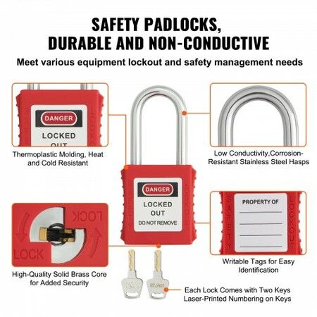 Electrical Lockout Tagout Kit 47 PCS Safety Loto Kit Includes Padlocks Hasps Tags Nylon Ties Plug Lockouts Circuit Breaker Lockouts and Carrying Bag