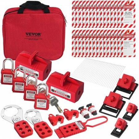 Electrical Lockout Tagout Kit 47 PCS Safety Loto Kit Includes Padlocks Hasps Tags Nylon Ties Plug Lockouts Circuit Breaker Lockouts and Carrying Bag