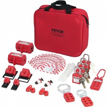 Electrical Lockout Tagout Kit 47 PCS Safety Loto Kit Includes Padlocks Hasps Tags Nylon Ties Plug Lockouts Circuit Breaker Lockouts and Carrying Bag