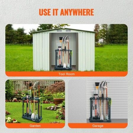 Garden Tool Organizer 10 Slots Yard Tool Tower Rack for Garage Organization and Storage Hold Long-Handled Tool/Rake/Broom/Shovel PP Garden Tool Stand