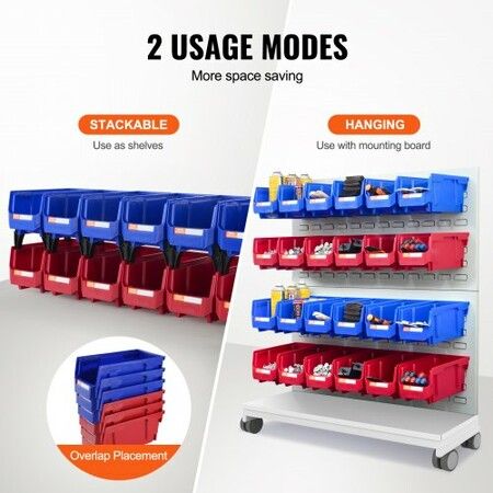 Plastic Storage Bin (276 mm x 139 mm x 128 mm) Hanging Stackable Storage Organizer Bin Blue/Red 12-Pack Heavy Duty Stacking Containers for Closet Kitchen