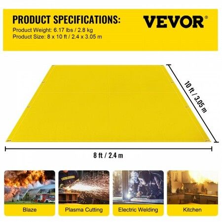 8 x 10 Ft Welding Blanket Gold Fiberglass Blanket Portable Fiberglass Fire Retardant Blanket Welding Mat Welding Fireproof Thermal Resistant Insulation