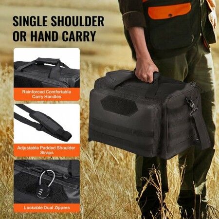 Range Bag for 3 Pistols Tactical Gun Range Bag Single Shoulder Strip Black