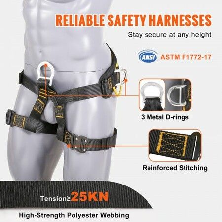 Half Body Safety Harness Tree Climbing Harness Padding on Waist Leg 340 lb