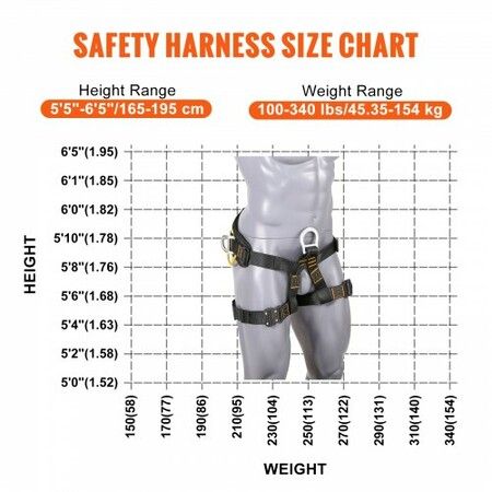 Half Body Safety Harness Tree Climbing Harness Padding on Waist Leg 340 lb