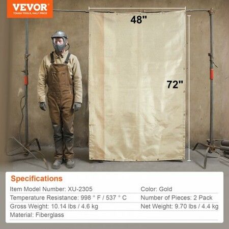 48"x72" Welding Blankets Heat Treated Fiberglass Welding Mat Cover 2 Pack