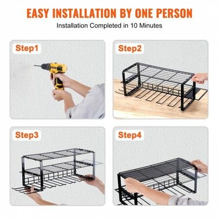 Power Tool Organizer 5 Slot 3 Layers Cordless Drill Holder Wall Mount Battery Charging Station Storage Rack Multi-Function Garage Organization Heavy Duty