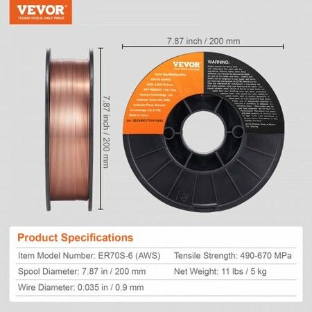 Solid MIG Welding Wire ER70S-6 0.035-inch 11LBS with Low Splatter and High Levels of Deoxidizers for All Position Gas Welding