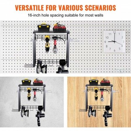 Power Tool Organizer 8 Slot 3 Layers Cordless Drill Holder Wall Mount Battery Charging Station Storage Rack Multi-Function Garage Organization Heavy Duty