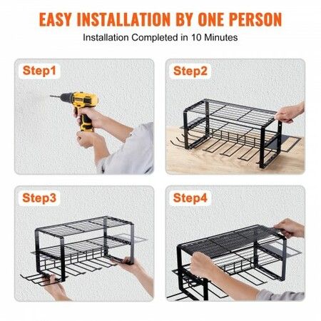 Power Tool Organizer 4 Slot 3 Layers Cordless Drill Holder Wall Mount Battery Charging Station Storage Rack Multi-Function Garage Organization Heavy Duty