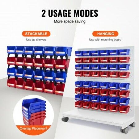 Plastic Storage Bin (137 mm x 105 mm x 78 mm) Hanging Stackable Storage Organizer Bin Blue/Red 24-Pack Heavy Duty Stacking Containers for Closet Kitchen