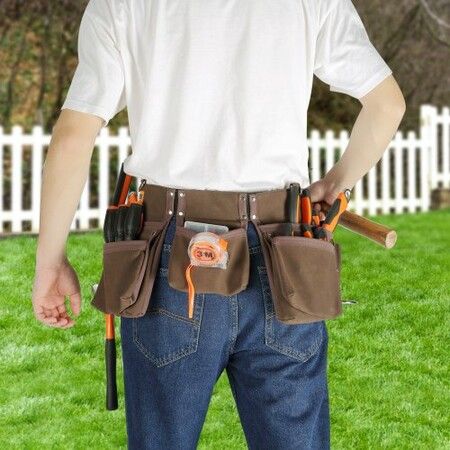 Tool Belt Carpenter Construction Tool Pouch 13 Pockets 73.6-137.2 cm Waist