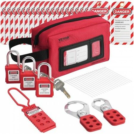 Electrical Lockout Tagout Kit 26 PCS Safety Loto Kit Includes Padlocks Hasps Tags Nylon Ties and Carrying Bag Lockout Tagout Safety Tools