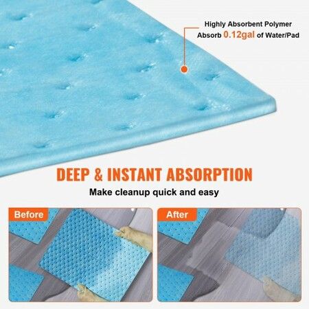 Spill Absorbent Pads Water Absorbing Mat Pad in Dispenser Box 6 Gal Capacity 15" L x19" W Polypropylene Absorbent Pad for Water 30 pcs per Box