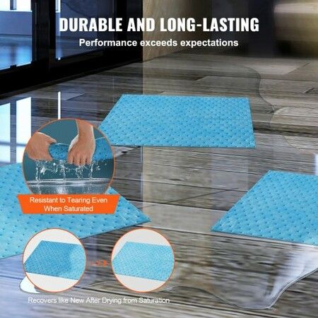 Spill Absorbent Pads Water Absorbing Mat Pad in Dispenser Box 6 Gal Capacity 15" L x19" W Polypropylene Absorbent Pad for Water 30 pcs per Box