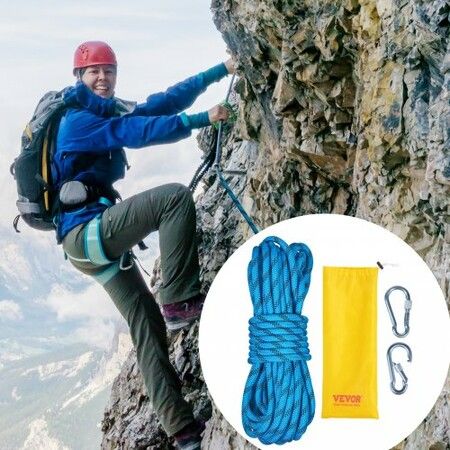 Static Climbing Rope 32 ft Outdoor Rock Climbing Rope 0.4'' /10mm 26KN