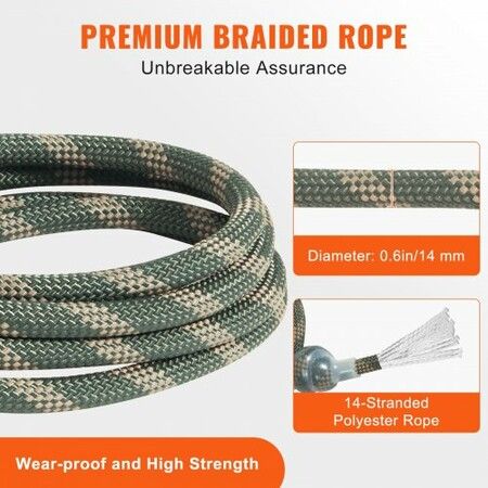 Tree Stand Safety Rope 9 ft/27.43m Treestand Lifeline Rope 0.6'' 30KN