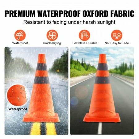 Safety Cones 2 Pack 18 inch Collapsible Traffic Cones Construction Cones with Reflective Collars Wide Base and A Storage Bag for Traffic Control Driving